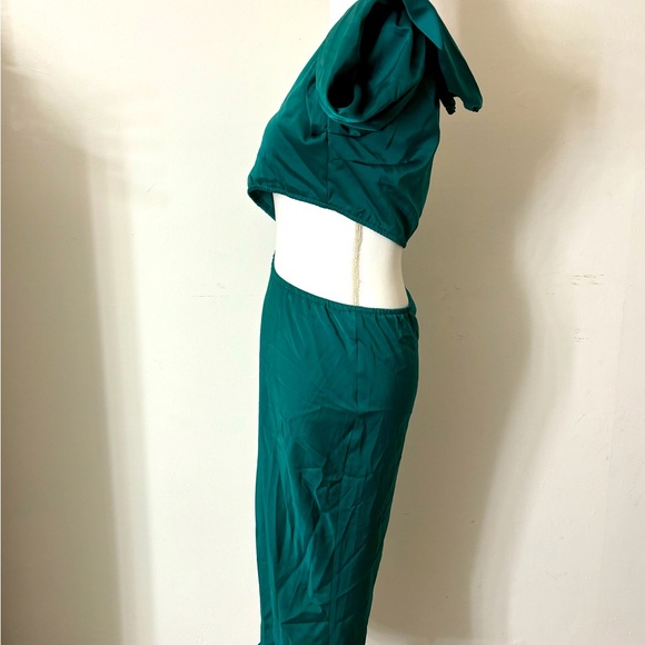 BRAND NEW-BLUEMING Women's Satin Midi Dress One Shoulder - Picture 4 of 6